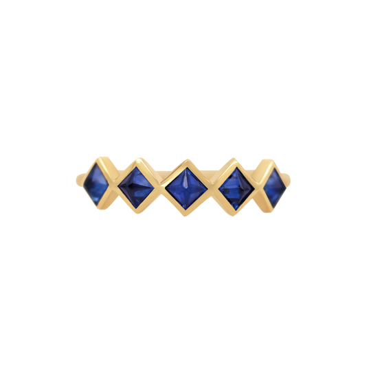 Blue Sapphire Fan Eternity Ring