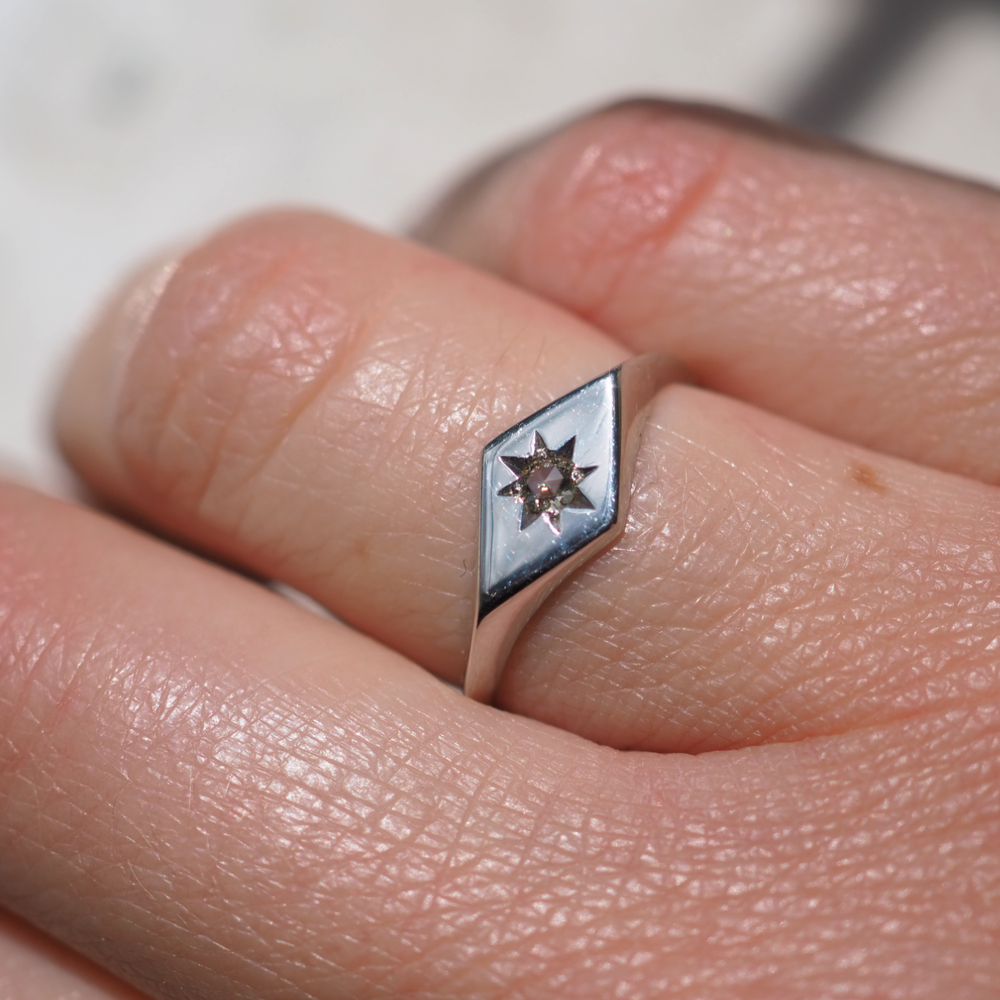 Champagne Diamond Kite Signet Ring - End of Line