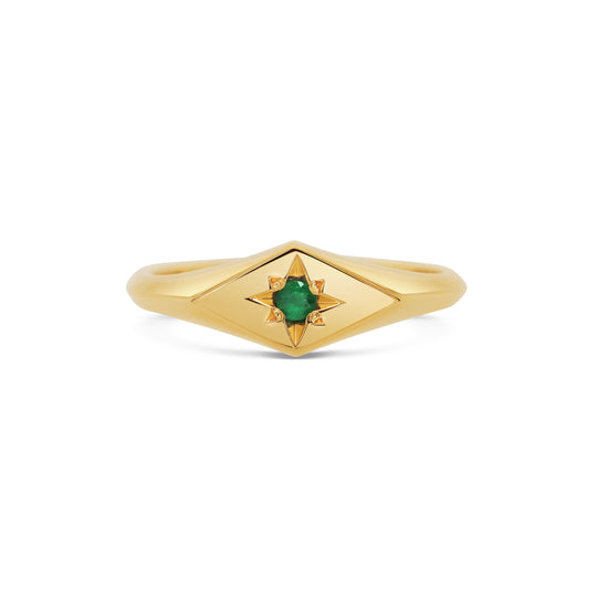 Emerald Kite Signet Ring