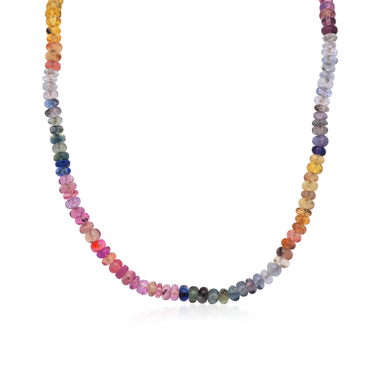 Rainbow Sapphire Orbit Bead Necklace OOAK