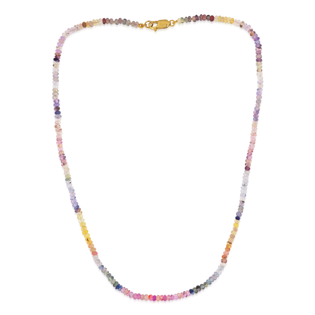 Rainbow Sapphire Orbit Bead Necklace OOAK