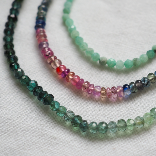 Rainbow Sapphire Orbit Bead Necklace OOAK