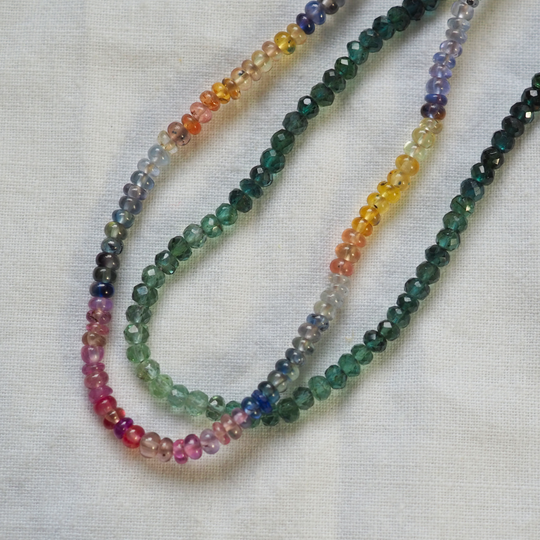 Rainbow Sapphire Orbit Bead Necklace OOAK