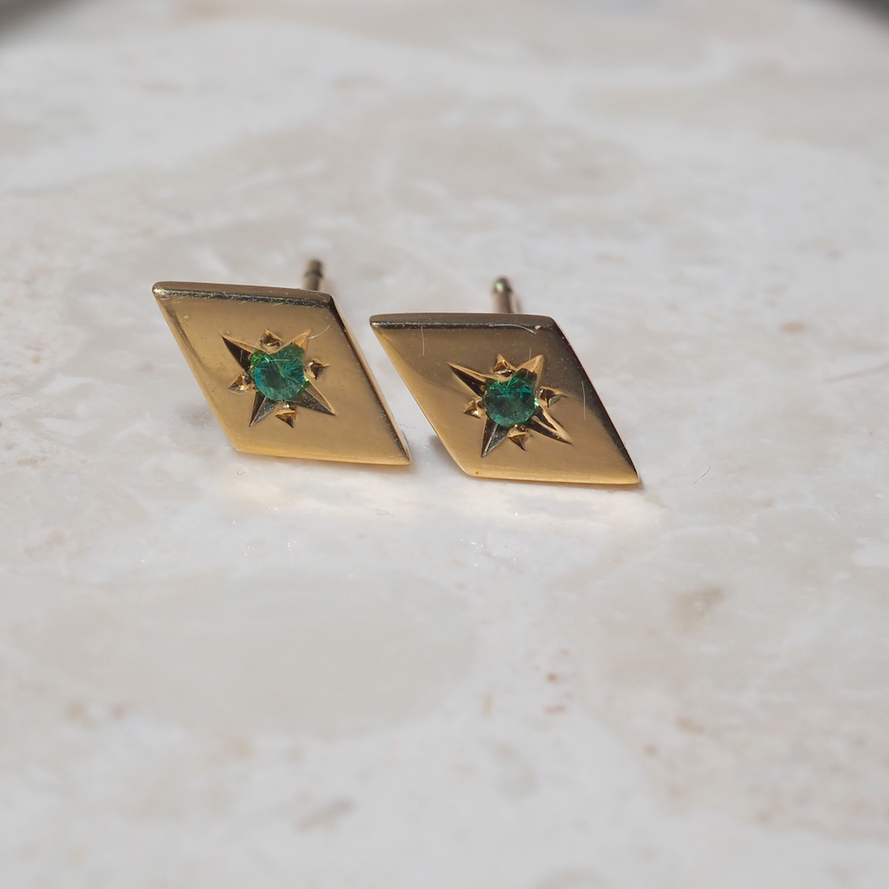 Emerald Star Stud Earrings - End of Line