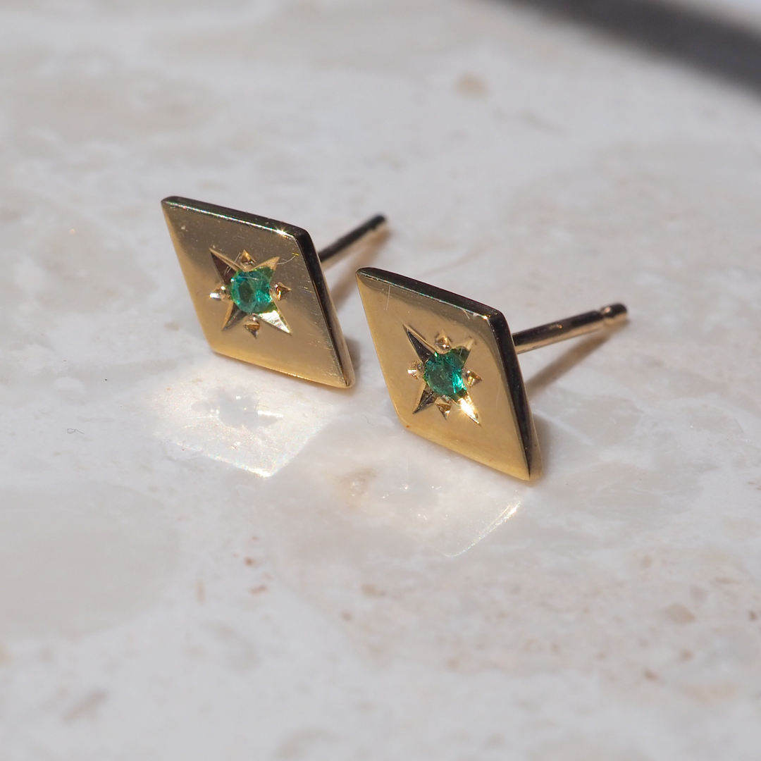 Emerald Star Stud Earrings